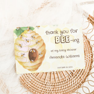 Tarjeta De Agradecimiento ducha de bebé abeja bumble de miel amarilla acuare