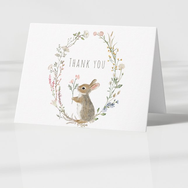 Tarjeta De Agradecimiento Ducha de Bebé Acuarela Conejo Bosque Rústico (Subido por el creador)