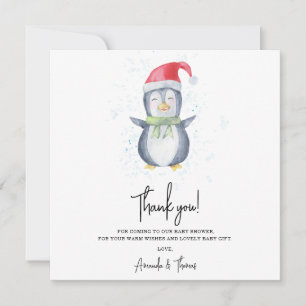 Tarjeta De Agradecimiento Ducha de bebé agradable pingüino ártico gracias