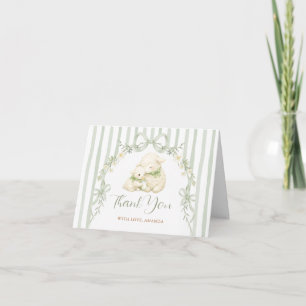 Tarjeta De Agradecimiento Ducha de bebé Arco Iris Corderito Raya Sage 