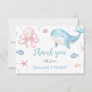 Tarjeta De Agradecimiento Ducha de Bebé Bajo el Mar