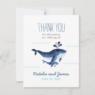 Tarjeta De Agradecimiento Ducha de Bebé Ballenas Náuticas Bajo el Mar