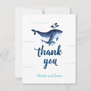 Tarjeta De Agradecimiento Ducha de Bebé Ballenas Náuticas Bajo el Mar