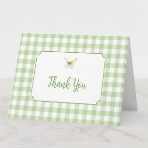 Tarjeta De Agradecimiento Ducha de bebé Besos de Mariposa Verde Salvia