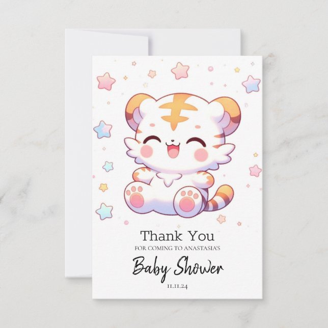 Tarjeta De Agradecimiento Ducha de Bebé Boho Tigre (Anverso)