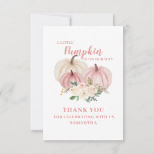 Tarjeta De Agradecimiento Ducha de Bebé Calabacita Rosa Pequeña