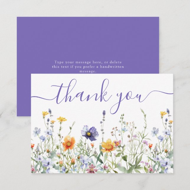 Tarjeta De Agradecimiento Ducha de Bebé Campo de Flores Silvestres (Anverso / Reverso)
