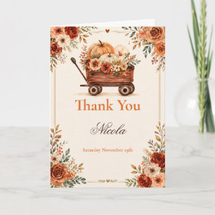 Tarjeta De Agradecimiento Ducha de bebé Carrito de Otoño
