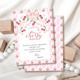 Tarjeta De Agradecimiento Ducha de Bebé Cereza en la Cima