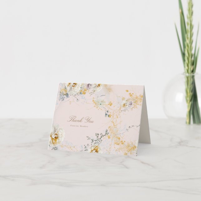Tarjeta De Agradecimiento ducha de bebé con flores botánicas encantadoras (Anverso)