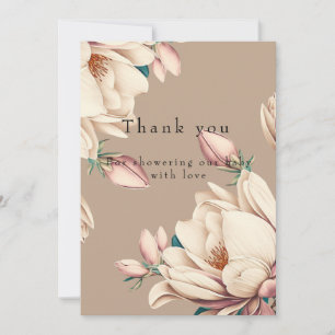 Tarjeta De Agradecimiento Ducha de bebé con flores de magnolia