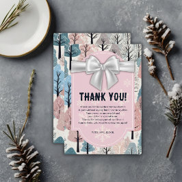 Tarjeta De Agradecimiento Ducha de Bebé Copos de Nieve Bosque Invernal Cinta