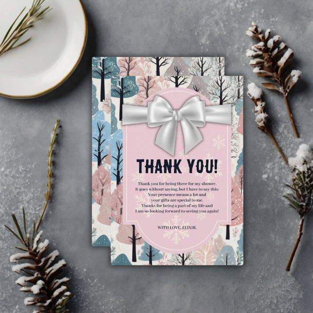 Tarjeta De Agradecimiento Ducha de Bebé Copos de Nieve Bosque Invernal Cinta (Subido por el creador)