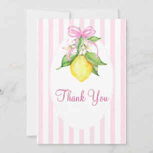 Tarjeta De Agradecimiento Ducha de Bebé Coquette Limones Rosados