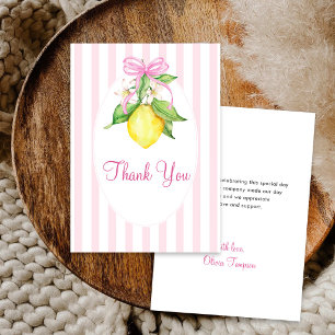 Tarjeta De Agradecimiento Ducha de Bebé Coquette Limones Rosados