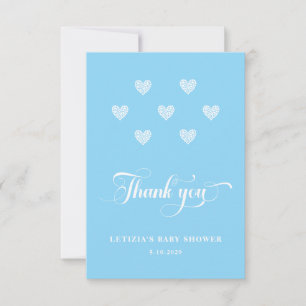 Tarjeta De Agradecimiento Ducha de Bebé Corazón Azul