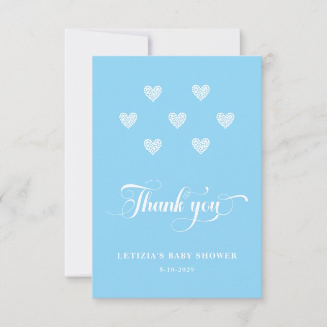 Tarjeta De Agradecimiento Ducha de Bebé Corazón Azul (Anverso)