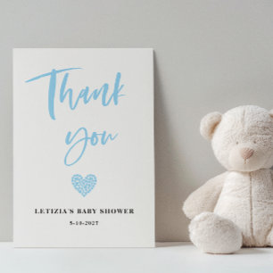 Tarjeta De Agradecimiento Ducha de Bebé Corazón Azul