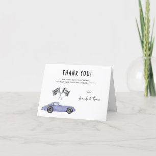 Tarjeta De Agradecimiento Ducha de bebé de auto de carreras - gracias