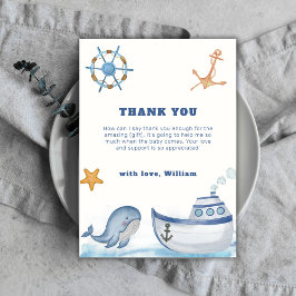 Tarjeta De Agradecimiento Ducha de bebé de Barco de Vela Ballena Niño Ahoy R