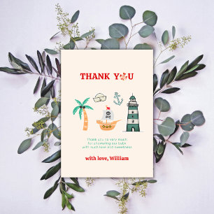 Tarjeta De Agradecimiento Ducha de bebé de barco de vela faro náutico Boho A