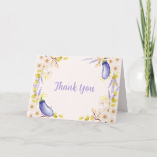 Tarjeta De Agradecimiento Ducha de bebé de berenjena floral de lavanda de pr