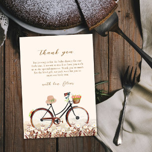Tarjeta De Agradecimiento Ducha de bebé de bicicleta floral boho francesa ne