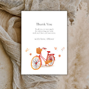 Tarjeta De Agradecimiento Ducha de bebé de bicicleta y hojas de otoño rústic