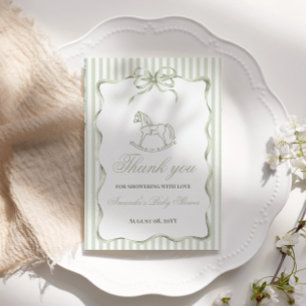 Tarjeta De Agradecimiento Ducha de bebé de caballo mecedor de oliva neutral