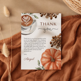 Tarjeta De Agradecimiento Ducha de bebé de café con especias de calabaza agr