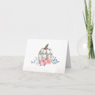 Tarjeta De Agradecimiento Ducha de bebé de calabaza acuarela rosas lilas ros