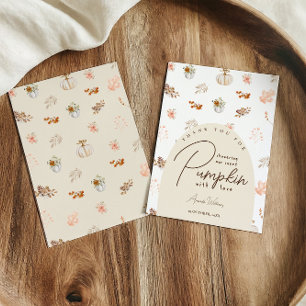 Tarjeta De Agradecimiento Ducha de bebé de calabaza con hojas florales