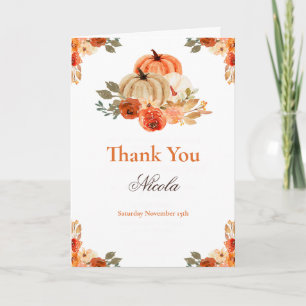 Tarjeta De Agradecimiento Ducha de bebé de calabaza de otoño