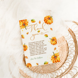 Tarjeta De Agradecimiento Ducha de bebé de calabaza de otoño