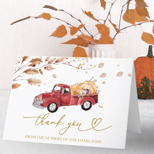 Tarjeta De Agradecimiento Ducha de Bebé de Camioneta Vintage de Otoño Agrade