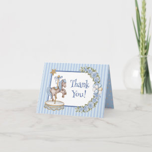 Tarjeta De Agradecimiento Ducha de bebé de carrusel de caballo acuarela vint