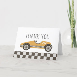 Tarjeta De Agradecimiento Ducha de bebé de coche de carreras amarillo