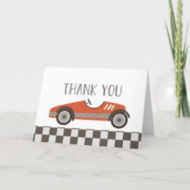 Tarjeta De Agradecimiento Ducha de Bebé de Coche de Carreras Rojo