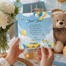 Tarjeta De Agradecimiento Ducha de Bebé de Coche y Avión Gracias