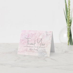 Tarjeta De Agradecimiento Ducha de bebé de copo de nieve rosa de invierno co