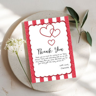 Tarjeta De Agradecimiento Ducha de bebé de corazones triples con rayas de ti