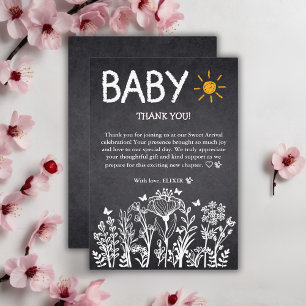 Tarjeta De Agradecimiento Ducha de bebé de dibujo de primavera en pizarra pa