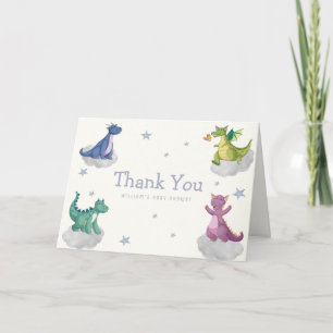 Tarjeta De Agradecimiento Ducha de Bebé de Dragón Pequeño Mágico Boho Cielo