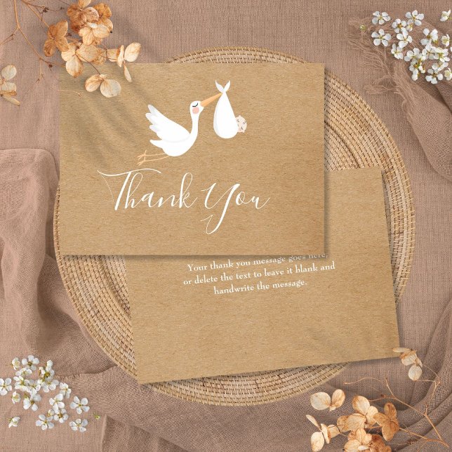 Tarjeta De Agradecimiento Ducha de bebé de entrega especial Rustic Kraft (Rustic Kraft Special Delivery Baby Shower Thank You Card)