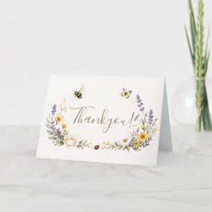 Tarjeta De Agradecimiento Ducha de bebé de flores silvestres y Lovebug Baby