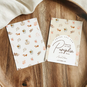 Tarjeta De Agradecimiento Ducha de bebé de flores y hojas de calabaza de oto