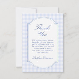 Tarjeta De Agradecimiento Ducha de bebé de gingham azul