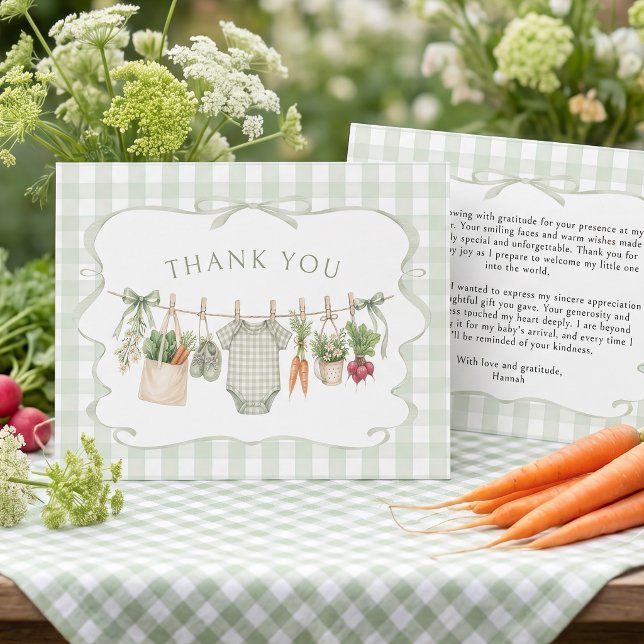 Tarjeta De Agradecimiento Ducha de bebé de gingham cultivado localmente (Subido por el creador)