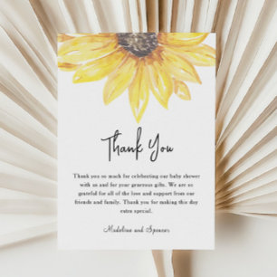 Tarjeta De Agradecimiento Ducha de bebé de girasoles florales amarillos