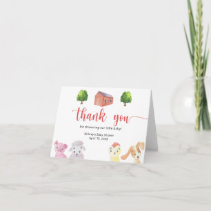 Tarjeta De Agradecimiento Ducha de bebé de granja - gracias